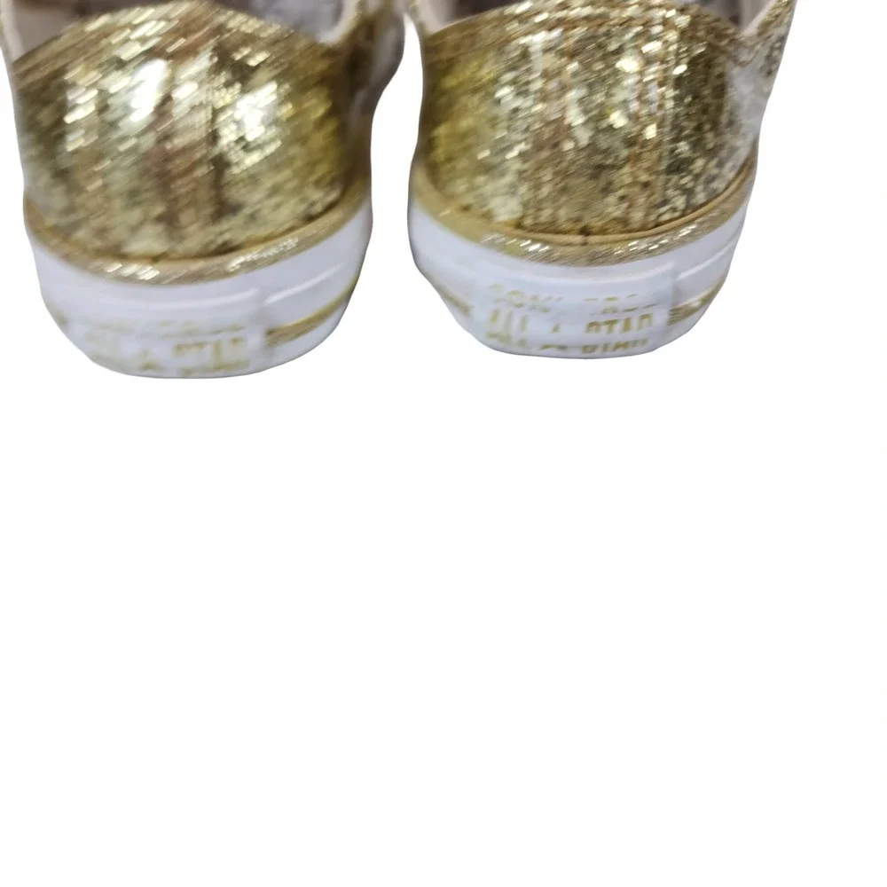 Converse Chuck Taylor All Star Gold Glitter Slip On Youth Sneakers 364687C Sz 12